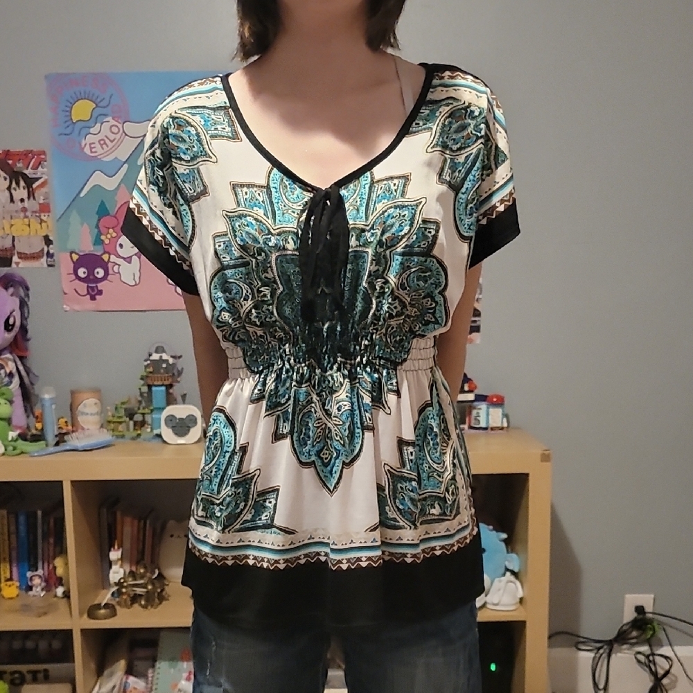 Bohemian Black and White Top
